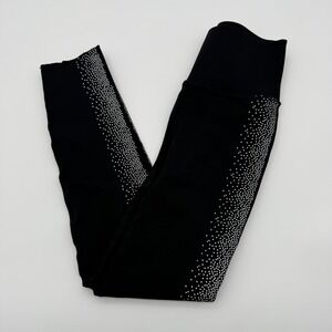 Fabletics SculptKnit High Waisted Cropped Leggings Black Silver Dots Womens XS